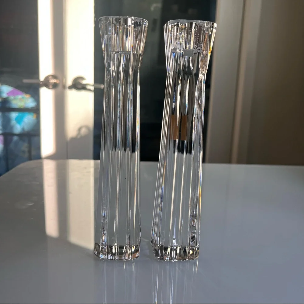 Vintage: Arnolfo di Cambio • Ribbed Crystal Candlesticks (Set of 2)